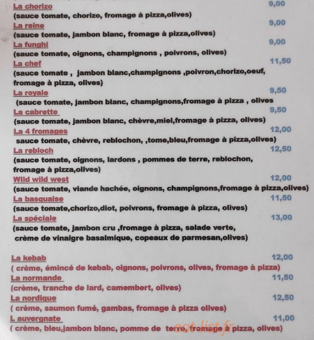 Restaurant La Bouille — carte page 1