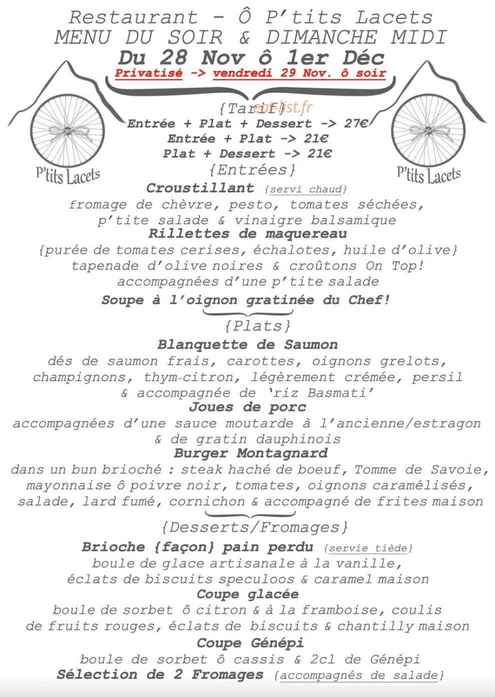 Ô P'tits Lacets — carte page 1