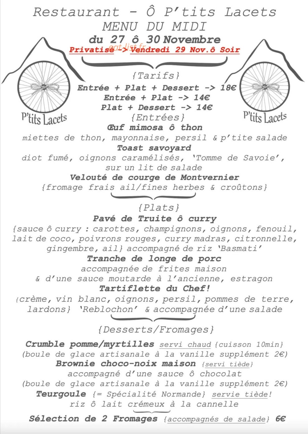 Ô P'tits Lacets — carte page 2