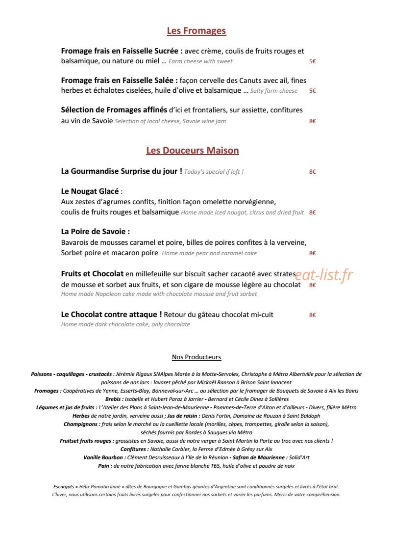 Restaurant Le Gavroche — carte page 3