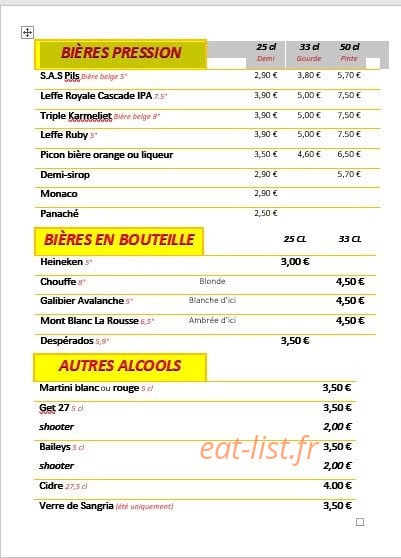 Le Wagon Bar — carte page 2