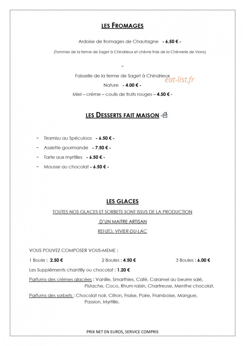 Auberge de Portout — carte page 4