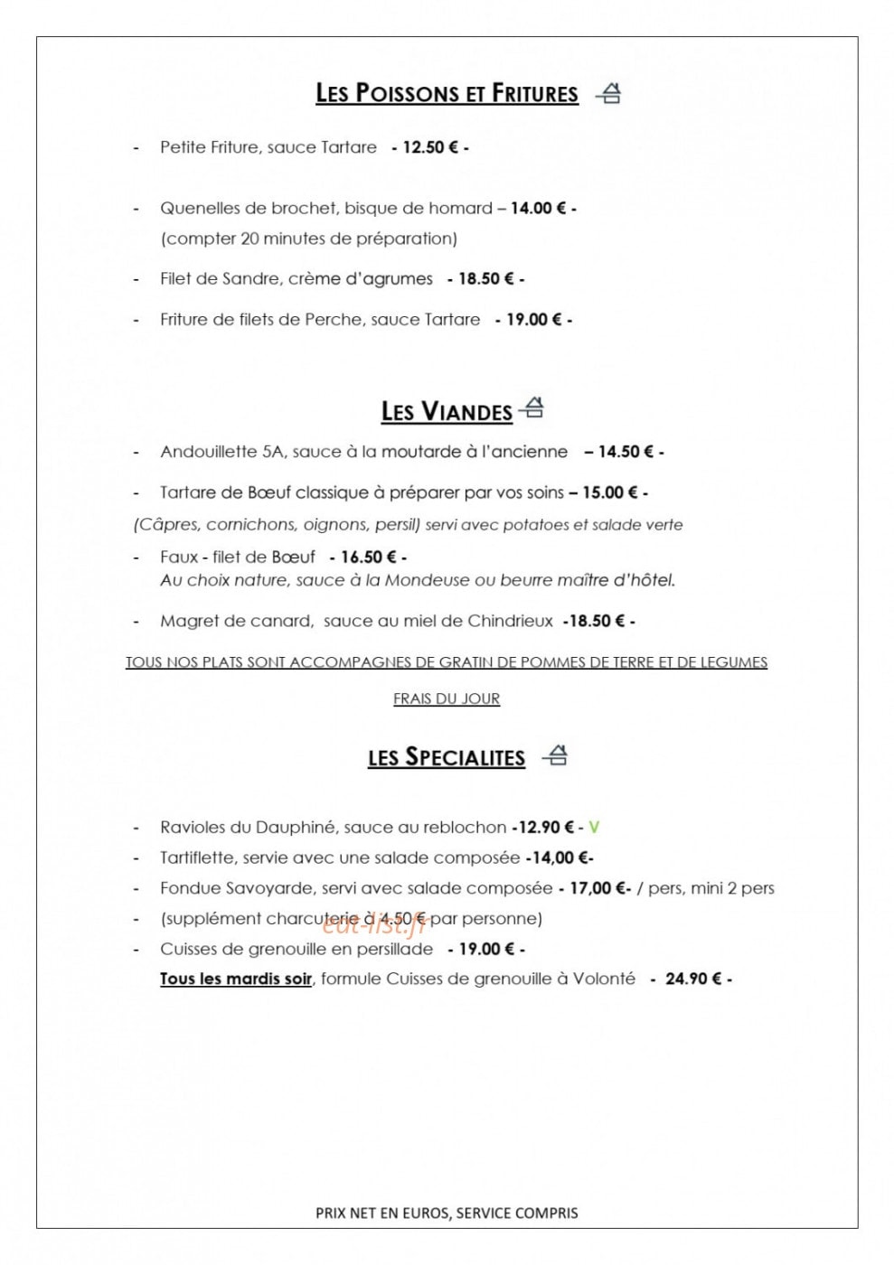 Auberge de Portout — carte page 3