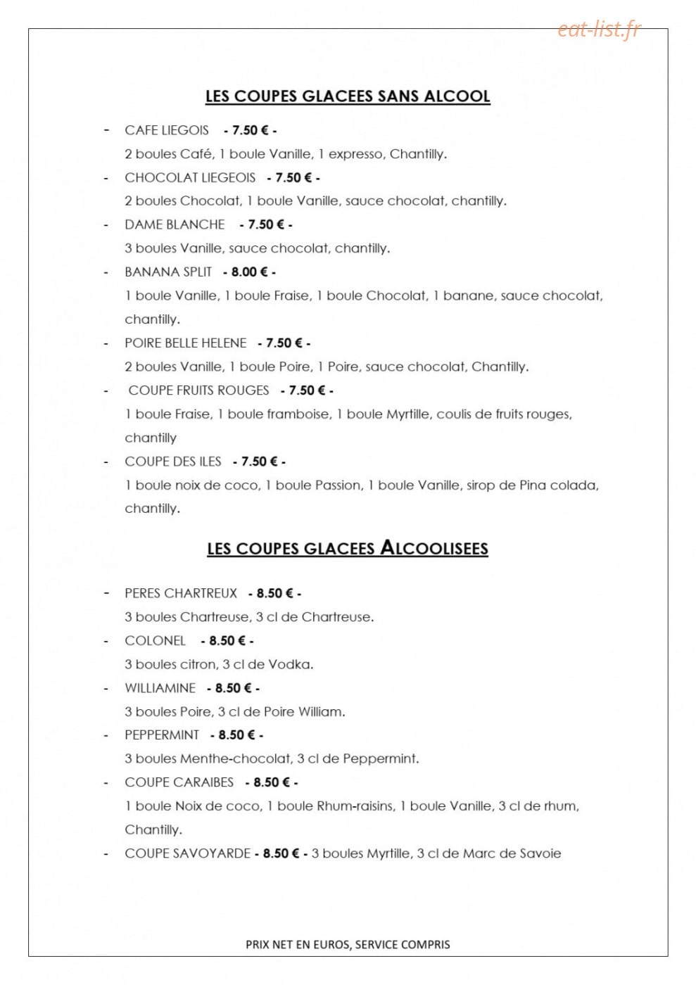 Auberge de Portout — carte page 5