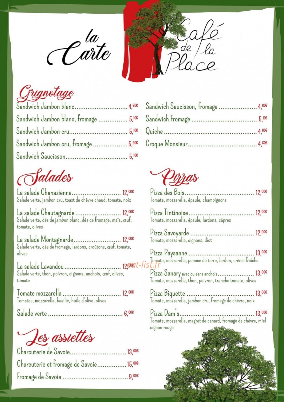 Café de la Place — carte page 1