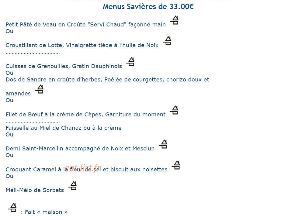 L'Auberge De Savières — carte page 2