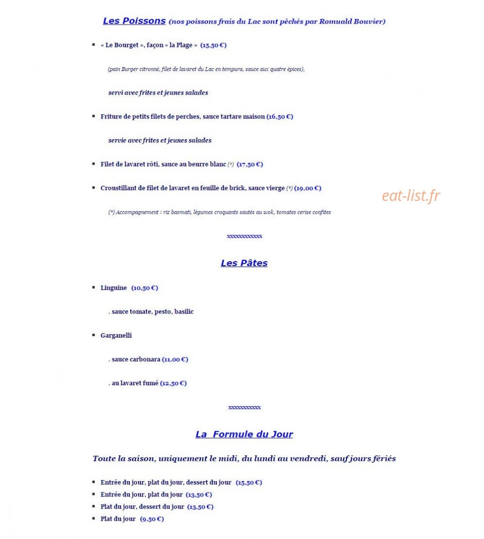 La Plage — carte page 3