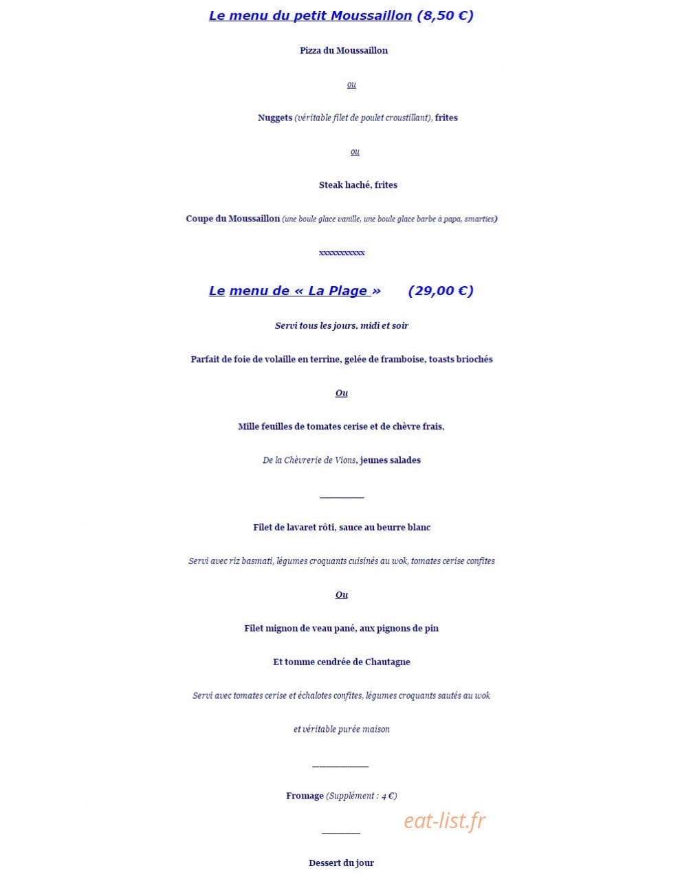 La Plage — carte page 4