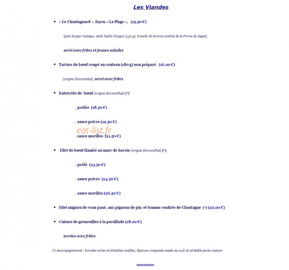 La Plage — carte page 2