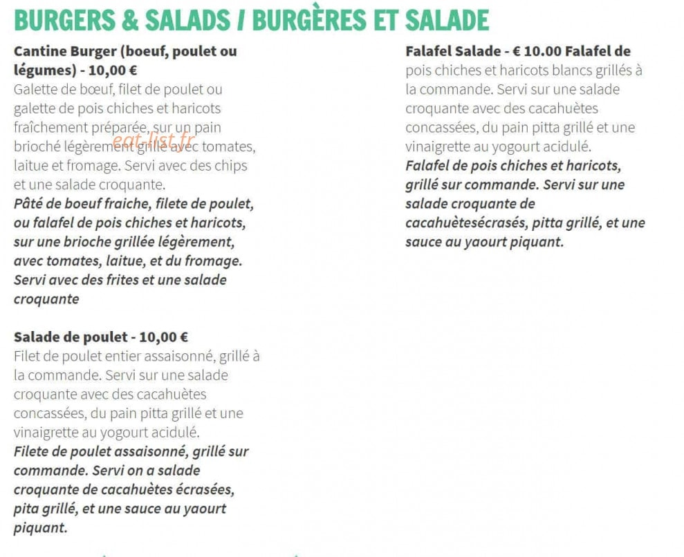 La Cantine — carte page 2