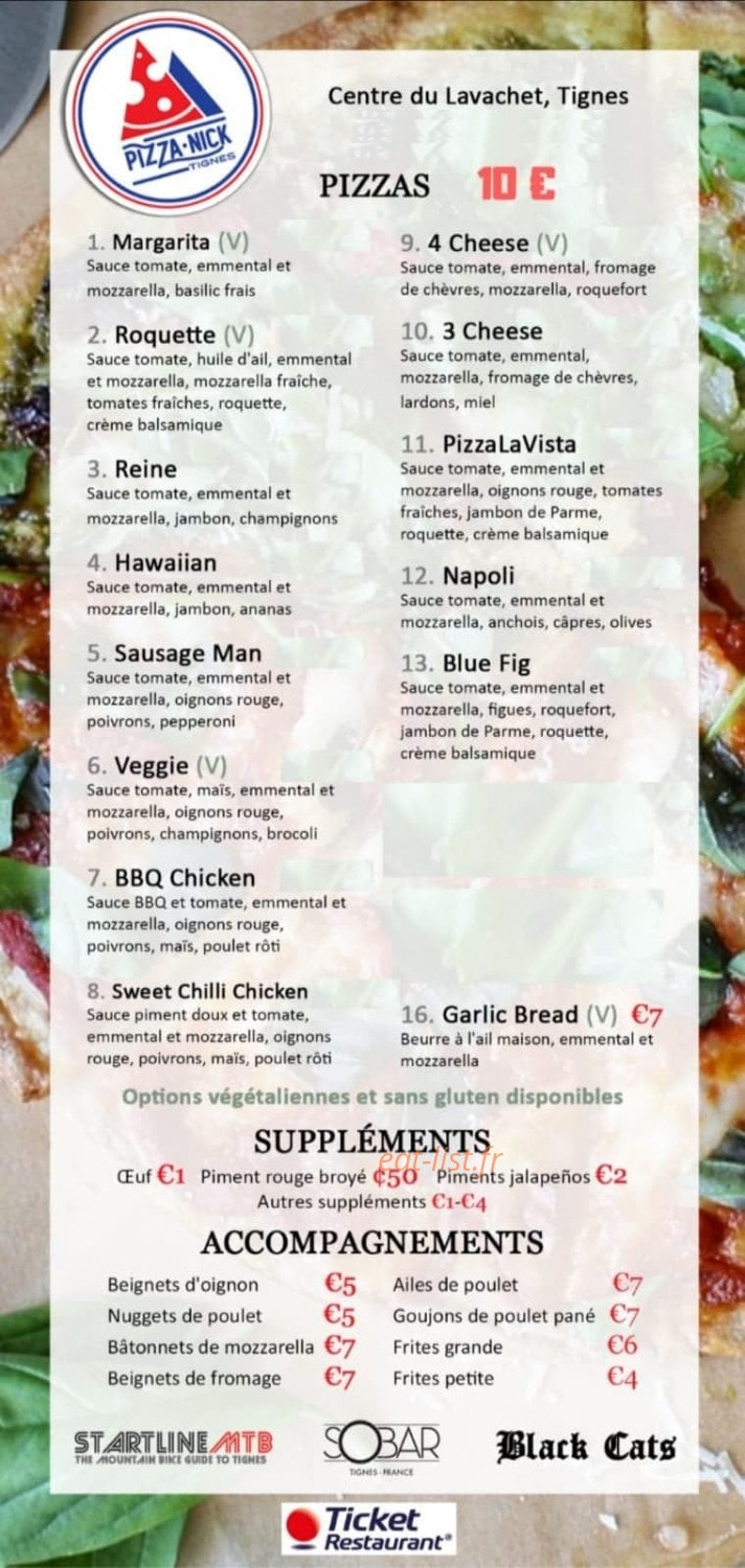 Pizza Nick Tignes — carte page 2