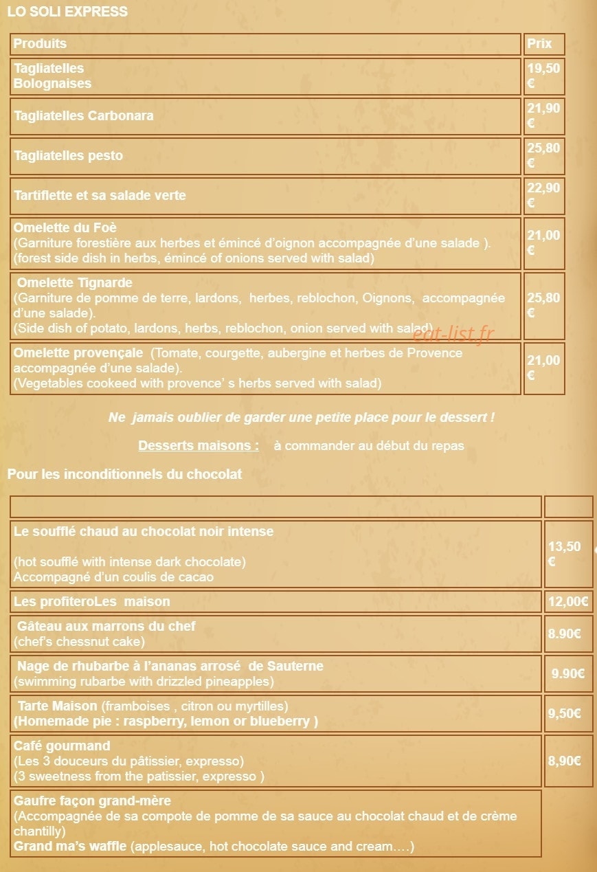 Restaurant d'altitude lo soli — carte page 4