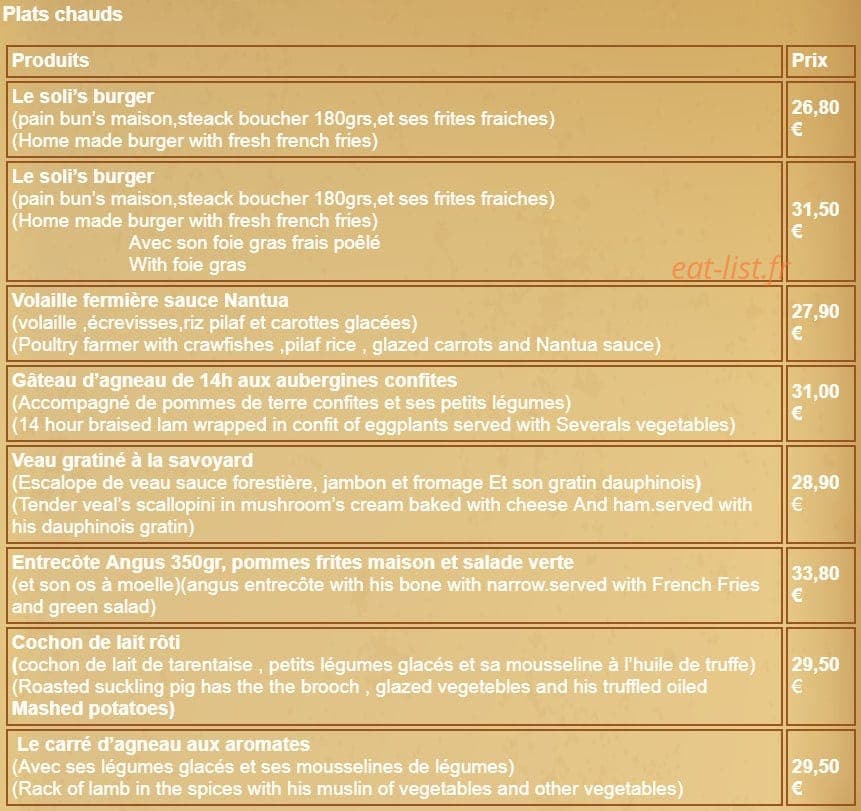 Restaurant d'altitude lo soli — carte page 2