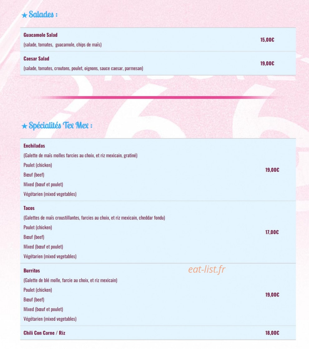Tex Mex — carte page 5