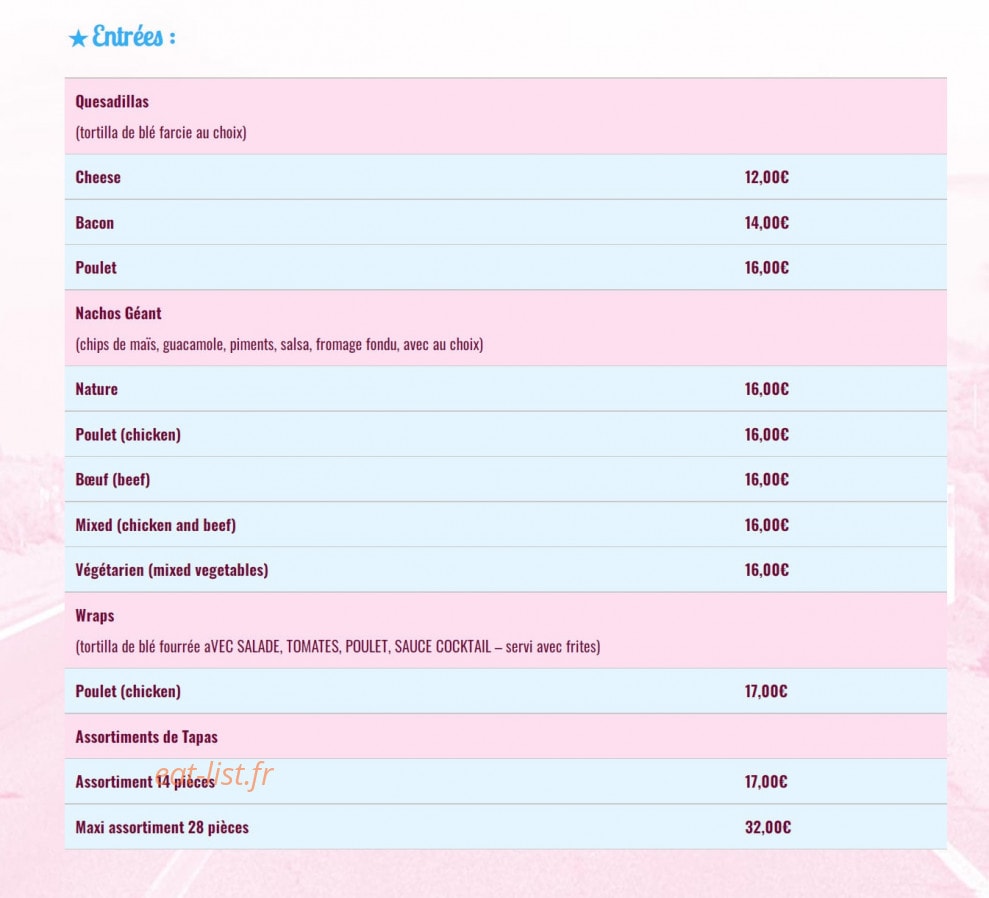 Tex Mex — carte page 4