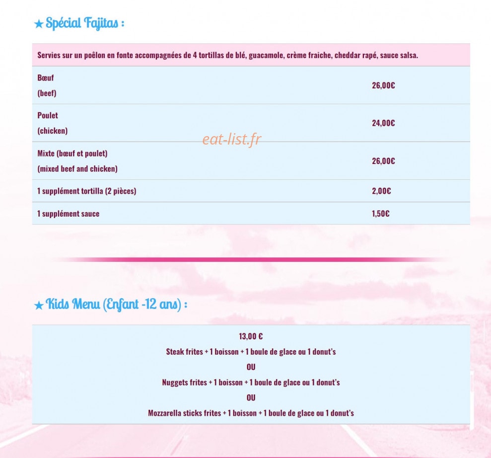 Tex Mex — carte page 2