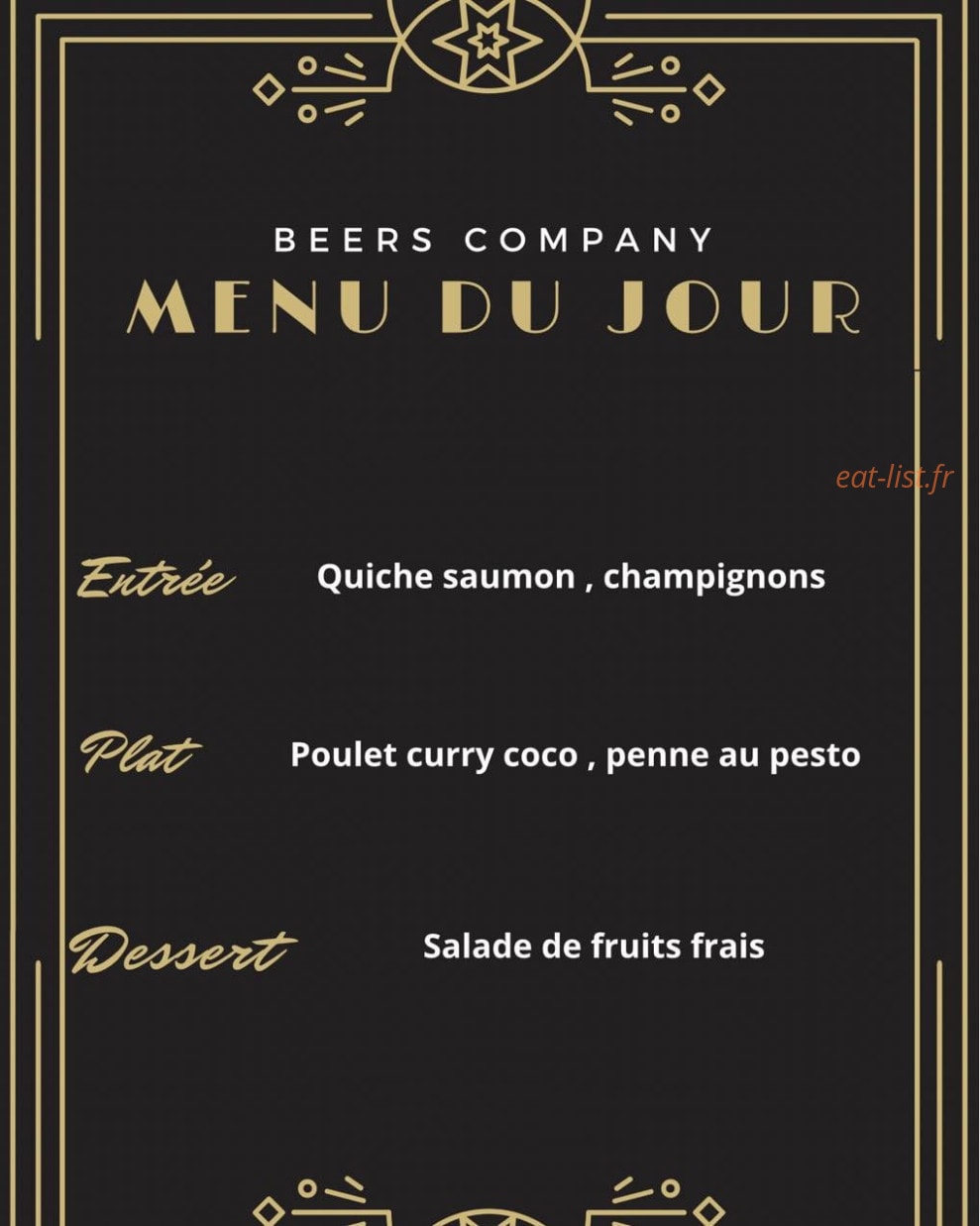 Carte et menu de Beers Company à Le Pont de Beauvoisin — Menu