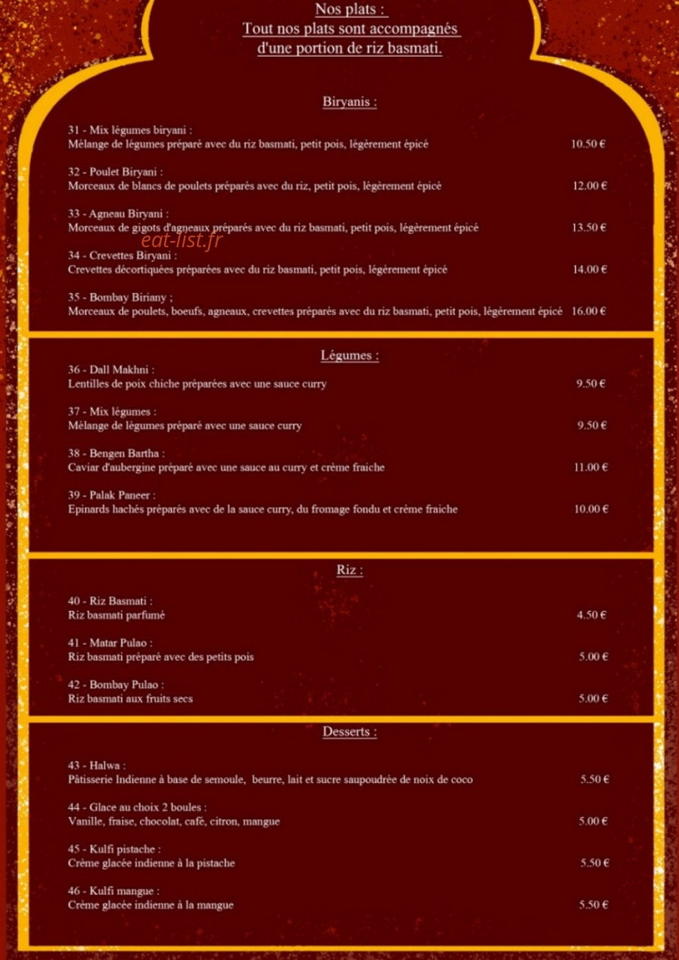 Le Bombay Palace — carte page 3