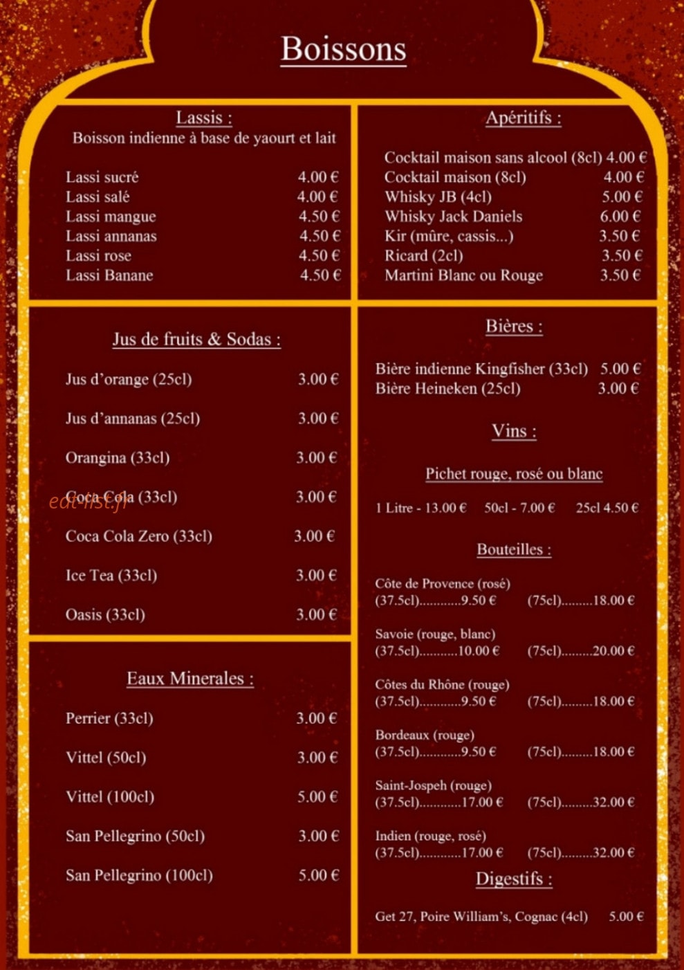 Le Bombay Palace — carte page 4