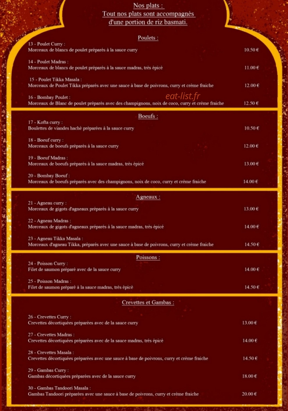 Le Bombay Palace — carte page 2