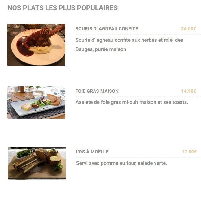 Hôtel Restaurant du Soleil — carte page 2