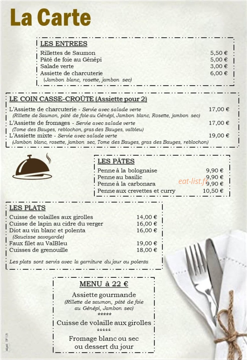 Le Plat Gourmand — carte page 1