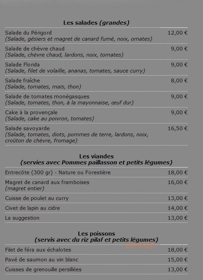 Le Plat Gourmand — carte page 1