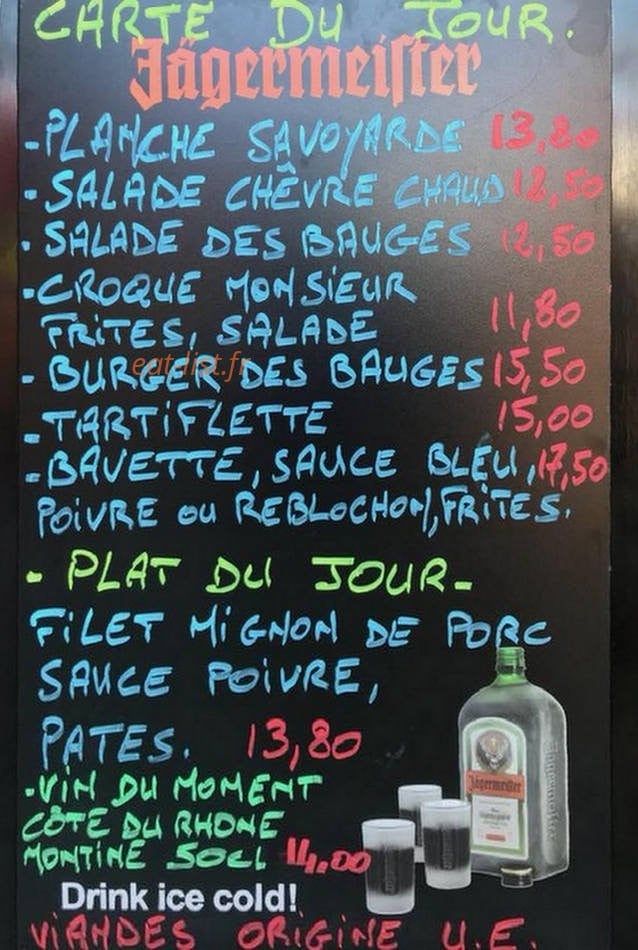 Restaurant du plan d'eau — carte page 1