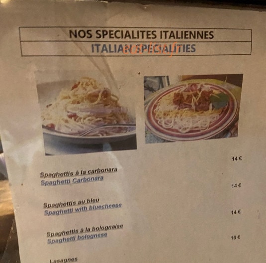 Carte et menu de Pizzéria de la Tour Sarrazine à Bozel — Les spécialités italiennes