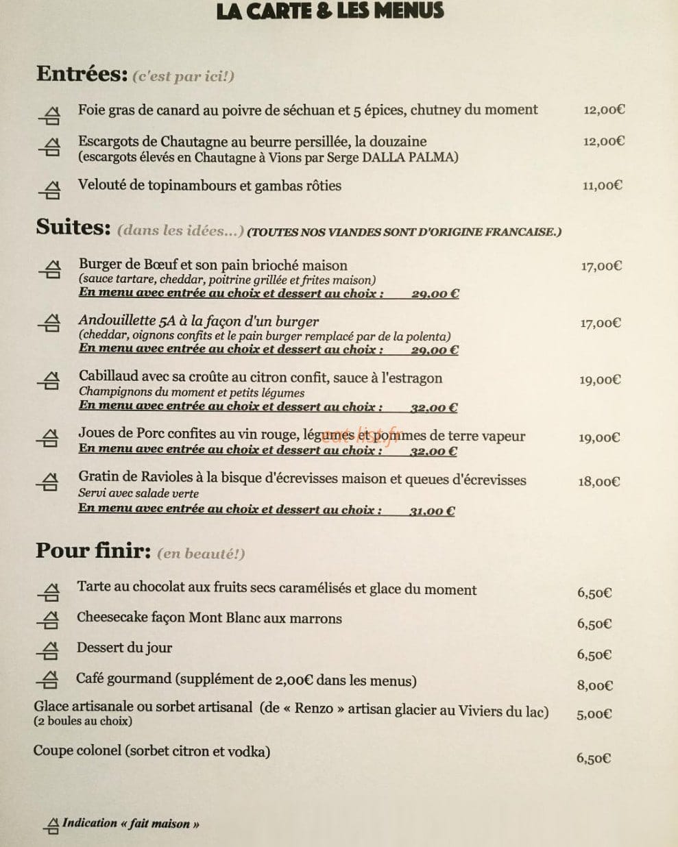 Chez Henry — carte page 1