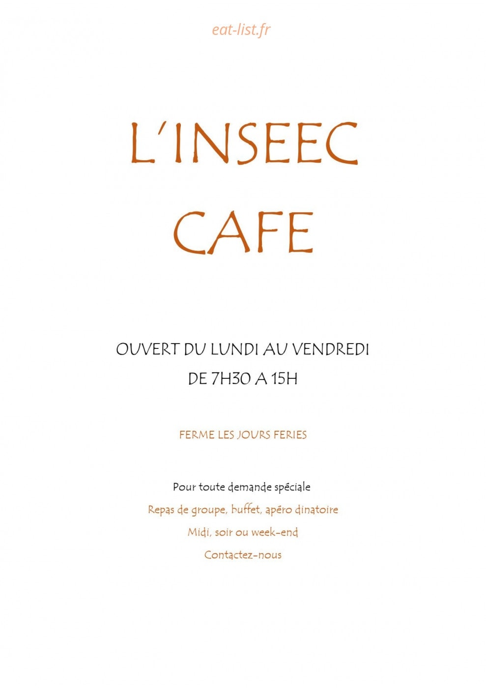 Inseec Café — carte page 1