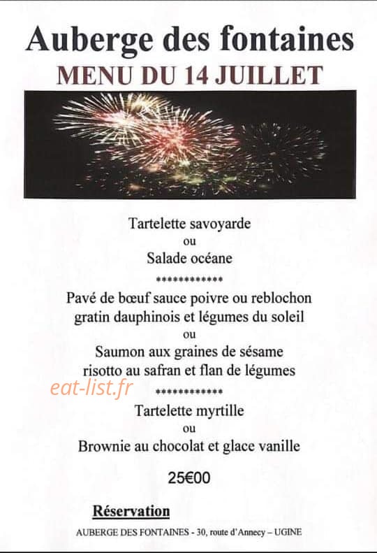 Auberge Des Fontaines — carte page 1