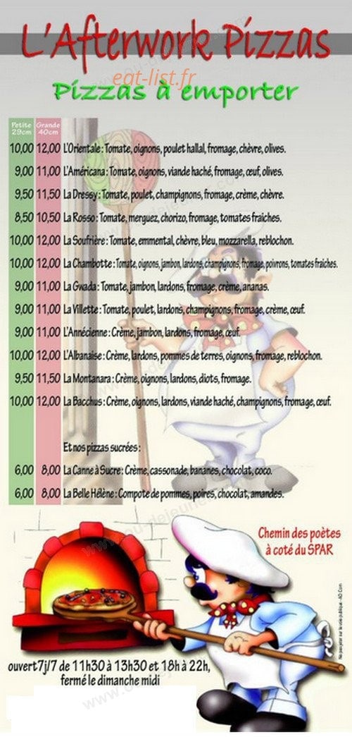 L'Afterwork Pizzas — carte page 2