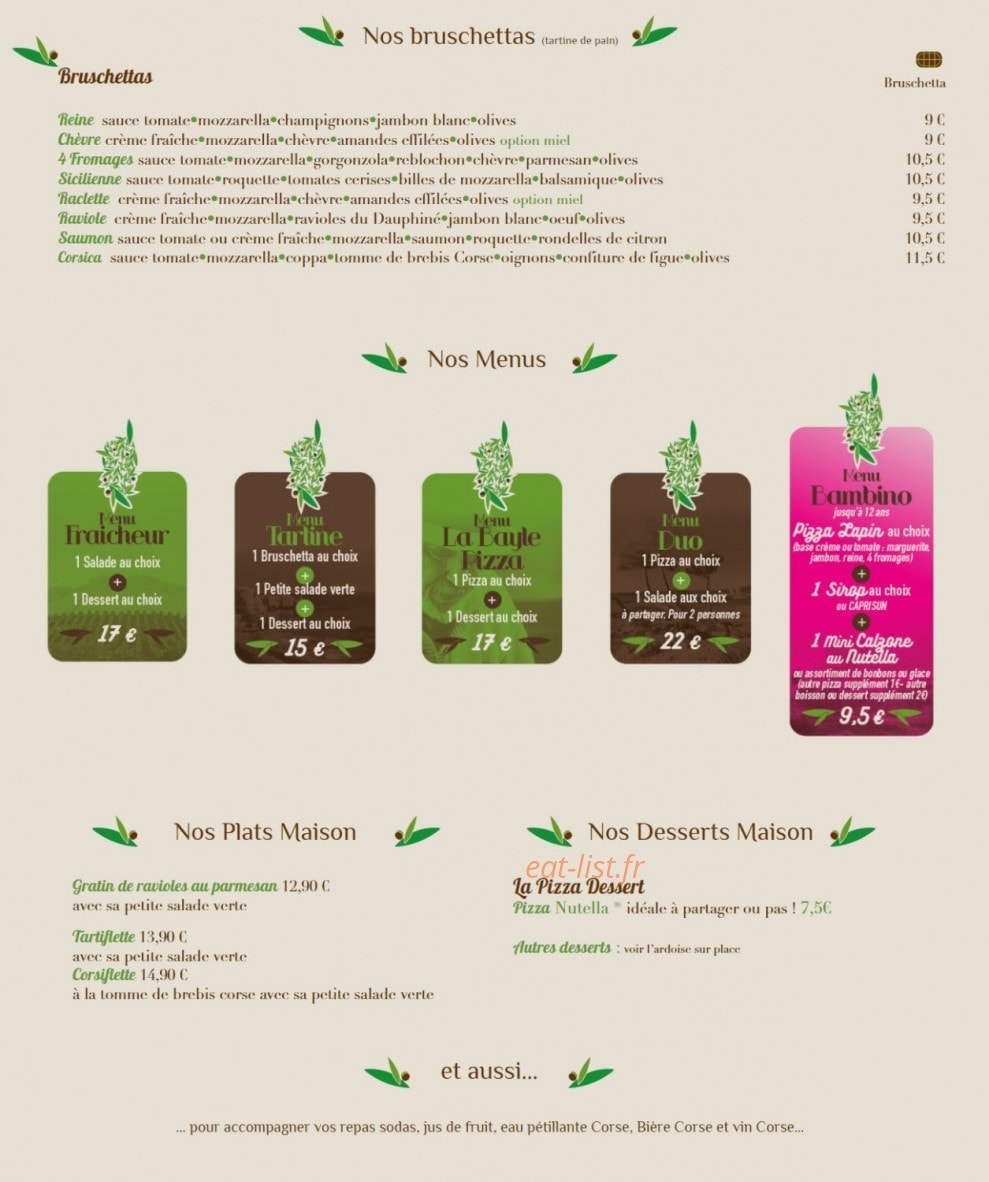 La Bayle Pizza — carte page 4