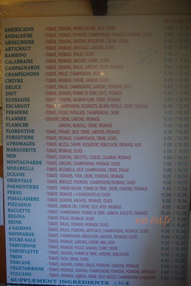 Pizza Délice — carte page 1