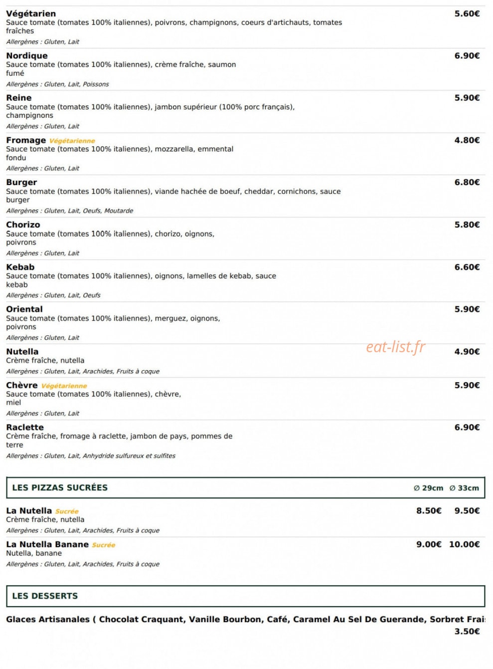 Le kiosque à pizzas — carte page 4