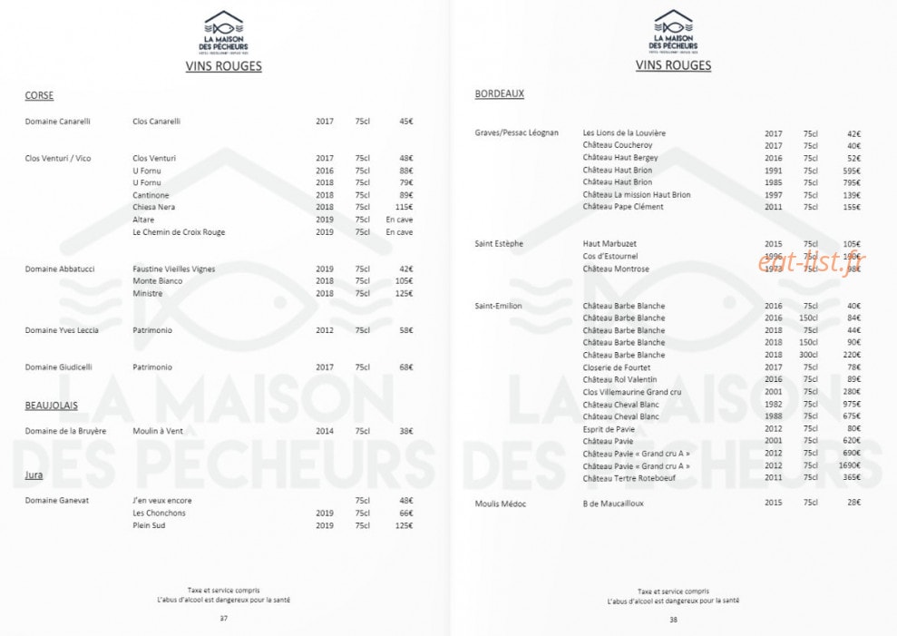 La Maison des Pêcheurs — carte page 38