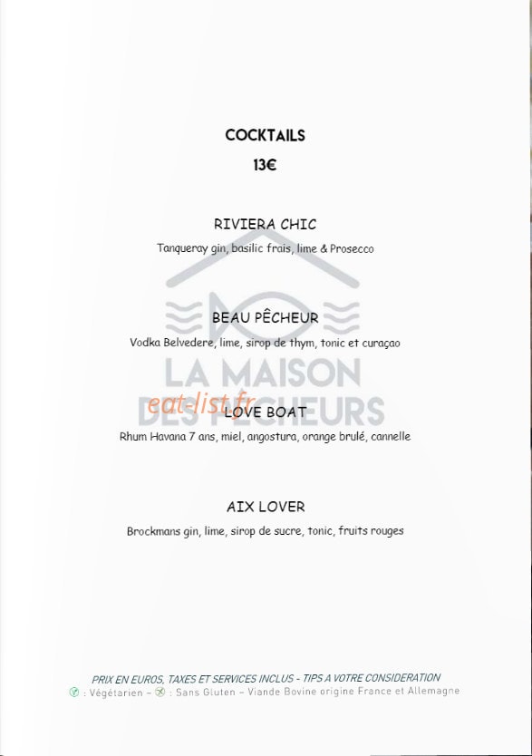 La Maison des Pêcheurs — carte page 5