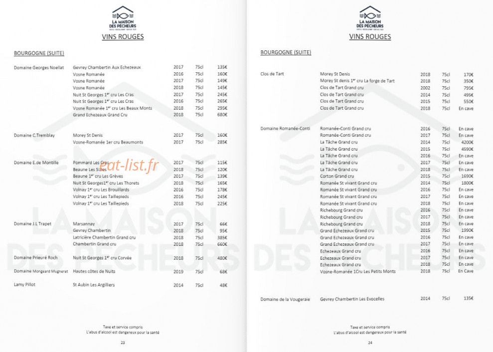 La Maison des Pêcheurs — carte page 31