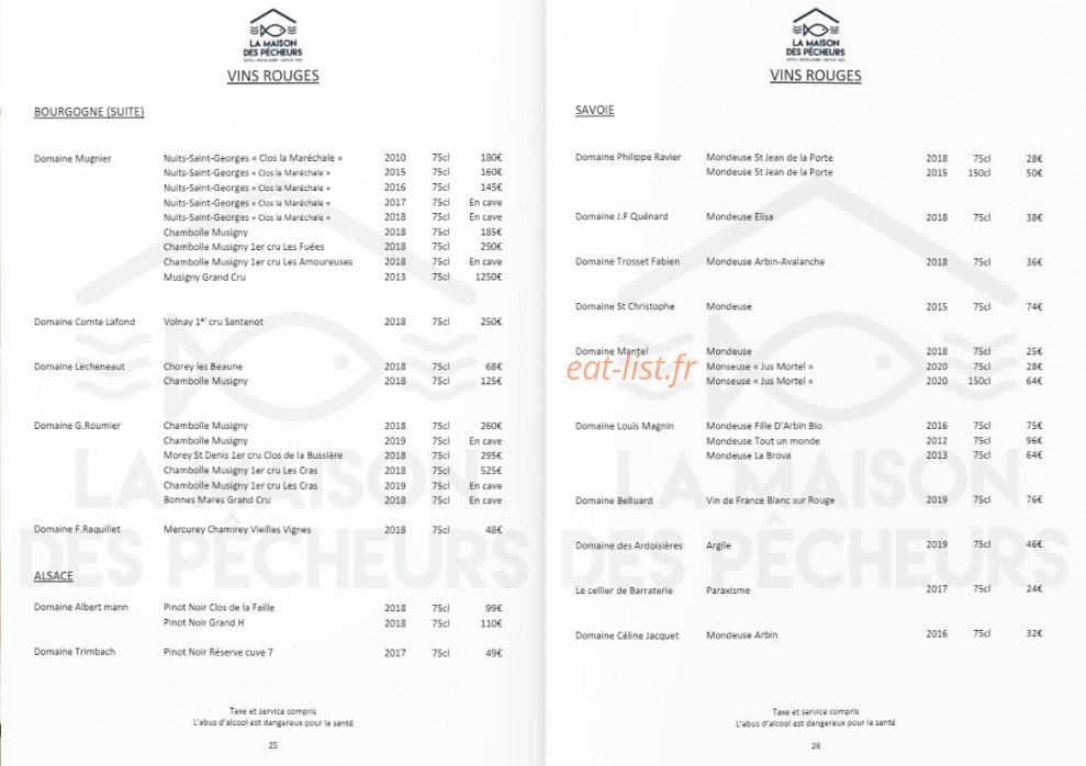 La Maison des Pêcheurs — carte page 32