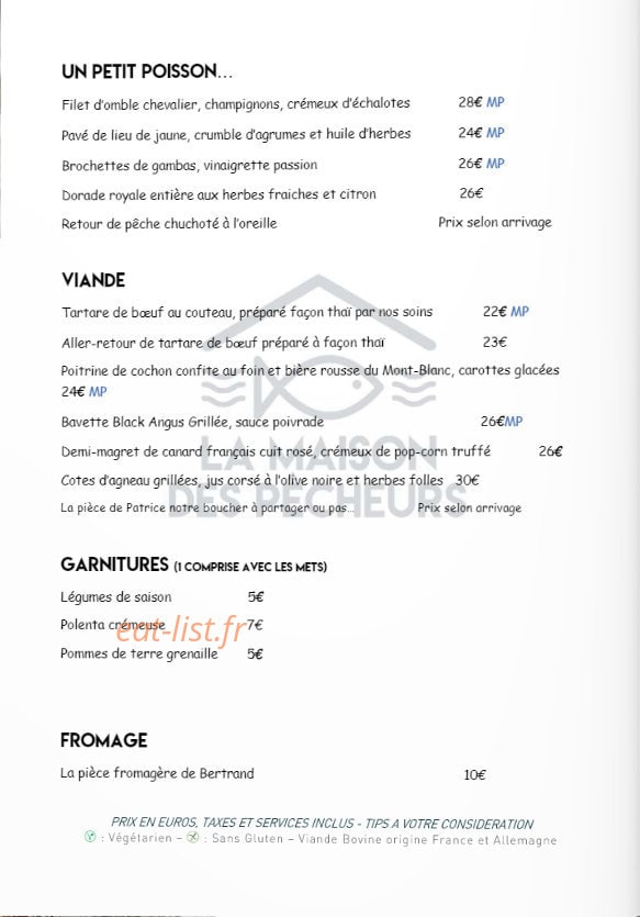 La Maison des Pêcheurs — carte page 2