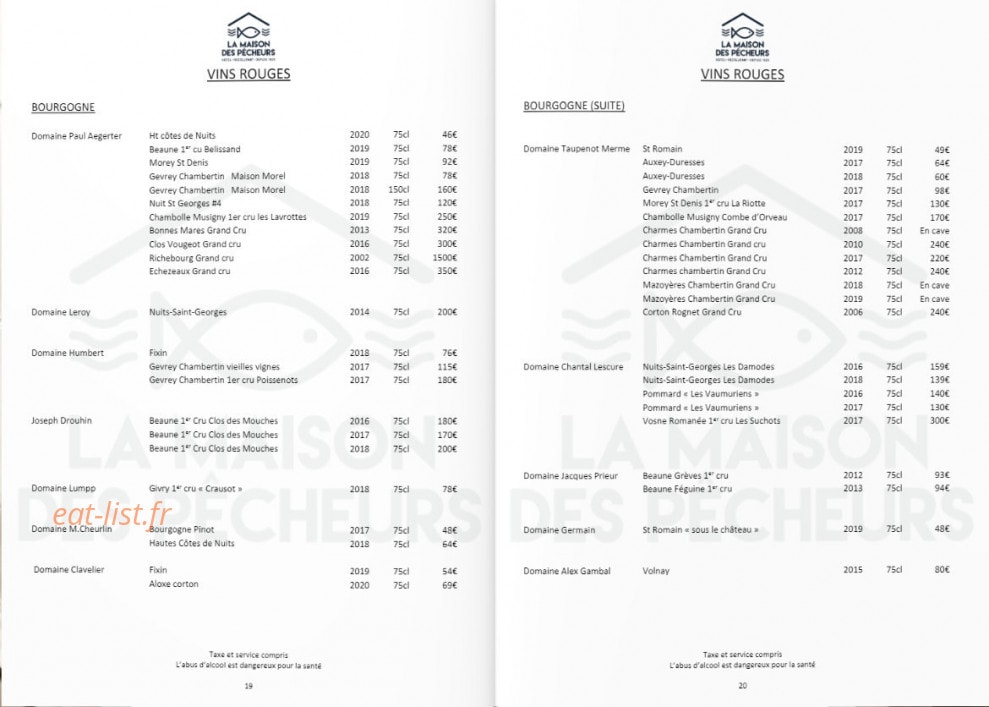 La Maison des Pêcheurs — carte page 29