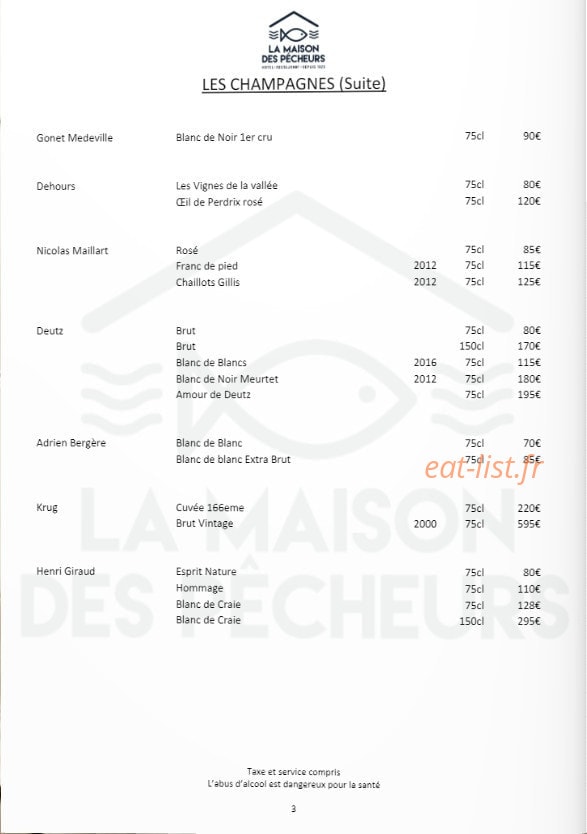 La Maison des Pêcheurs — carte page 15