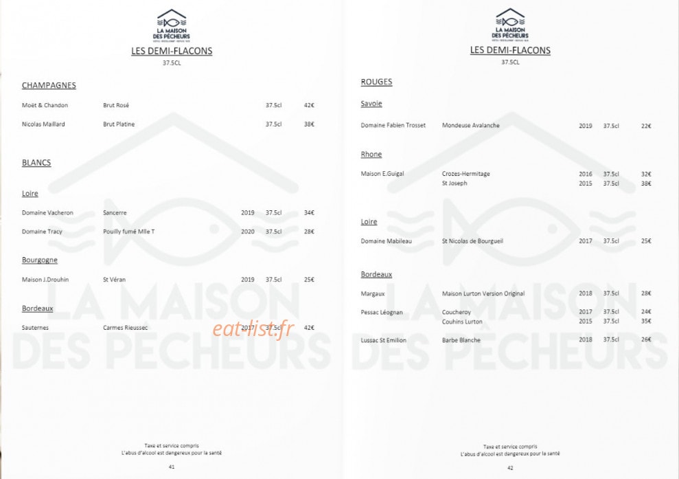 La Maison des Pêcheurs — carte page 40