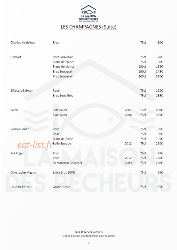 La Maison des Pêcheurs — carte page 14