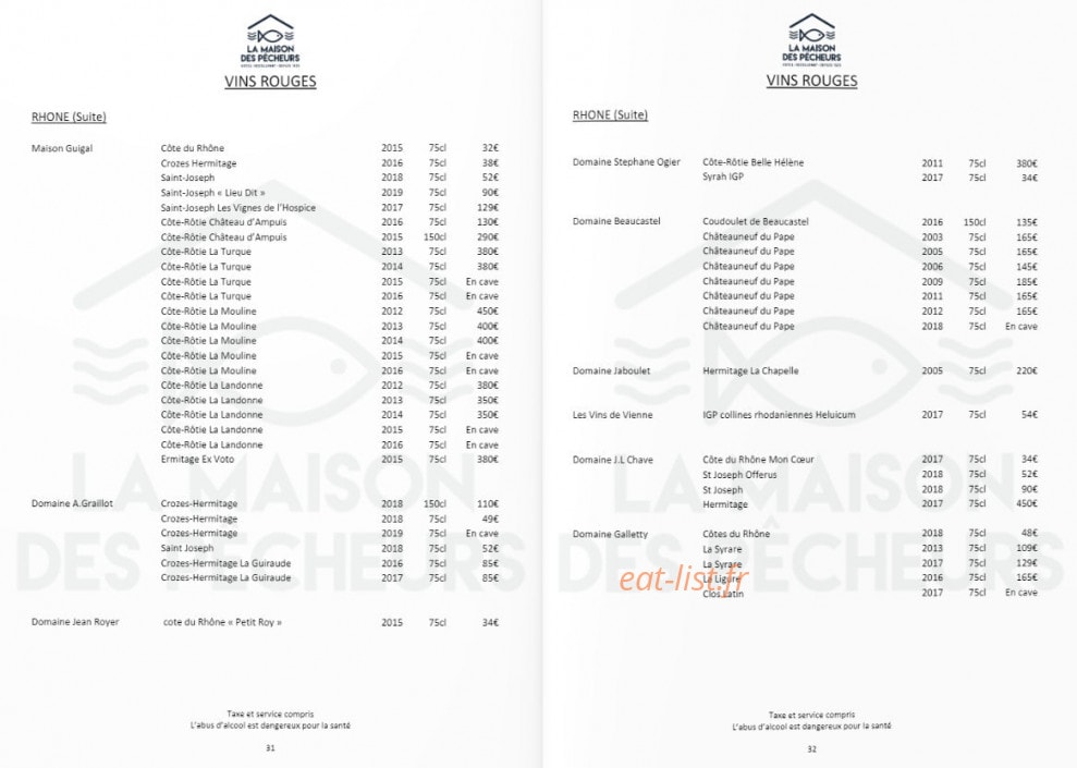 La Maison des Pêcheurs — carte page 35