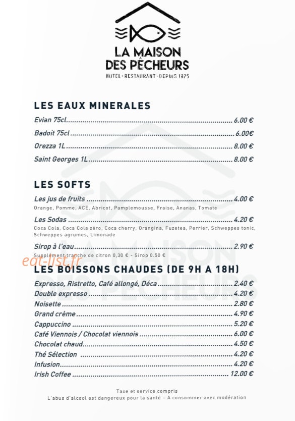 La Maison des Pêcheurs — carte page 8