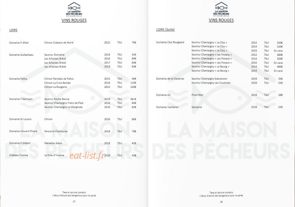 La Maison des Pêcheurs — carte page 33