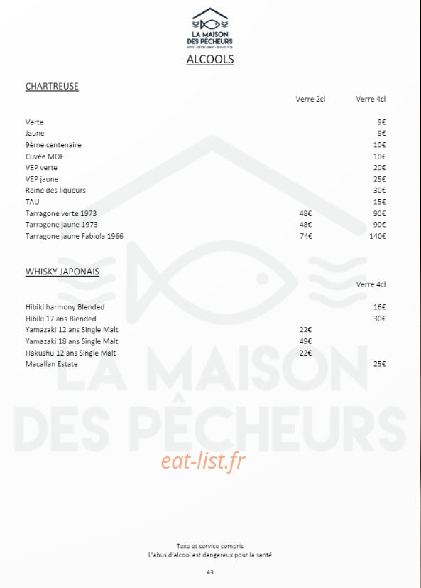 La Maison des Pêcheurs — carte page 41
