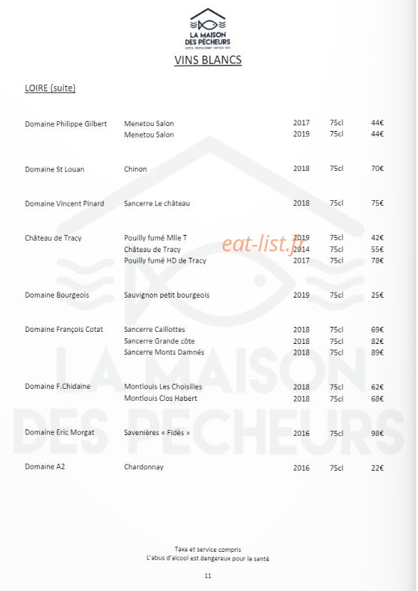 La Maison des Pêcheurs — carte page 23